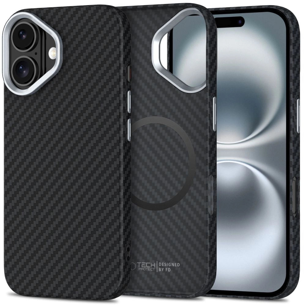 Tech-Protect Ion Carbon MagSafe iPhone 16 Case - sort/grå