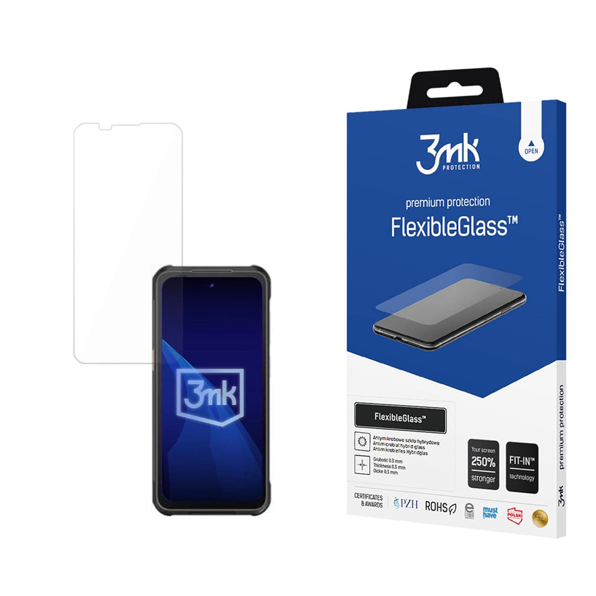 Hybridglas 3mk FlexibleGlass til robuste telefoner P10