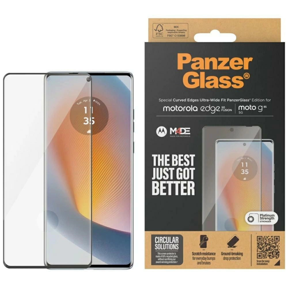 PanzerGlass Ultra-Wide Fit tempereret glas til Motorola Edge 50 Fusion / Moto G85