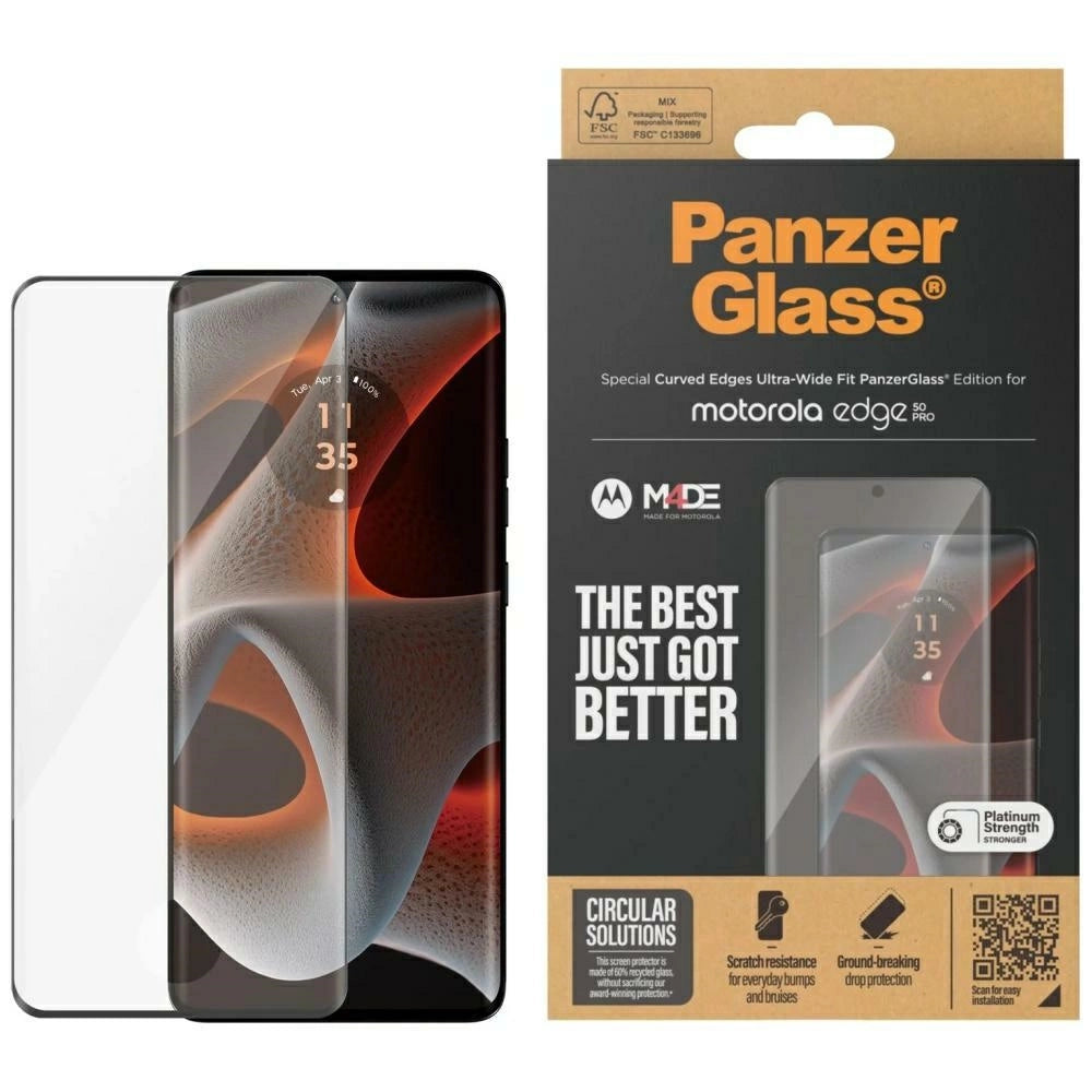 PanzerGlass Ultra-Wide Fit tempereret glas til Motorola Edge 50 Pro / 50 Ultra