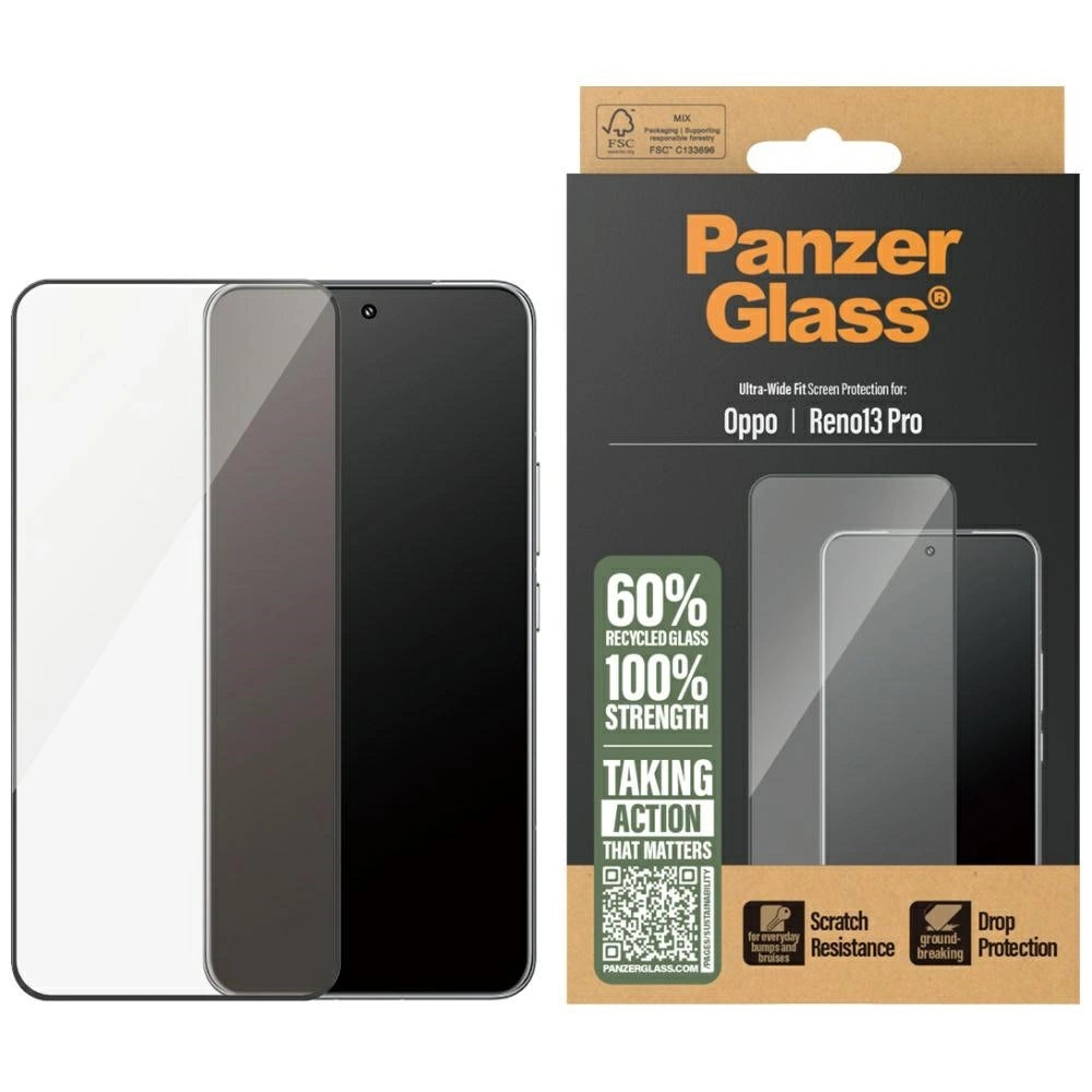 PanzerGlass Ultra-Wide Fit Temperet glas med sort ramme til Oppo Reno13 Pro