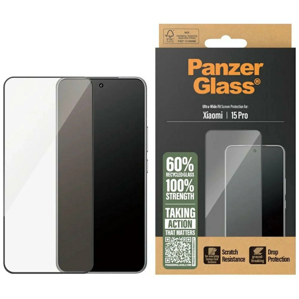 PanzerGlass Ultra-Wide Fit Temperet Glas med sort ramme til Xiaomi 15 Pro
