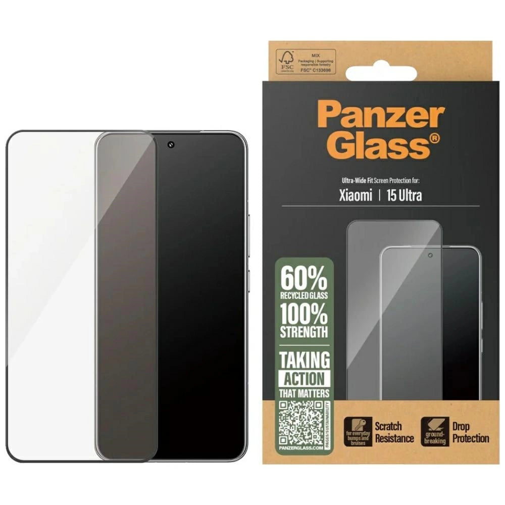 PanzerGlass Ultra-Wide Fit Temperet Glas med sort ramme til Xiaomi 15 Ultra