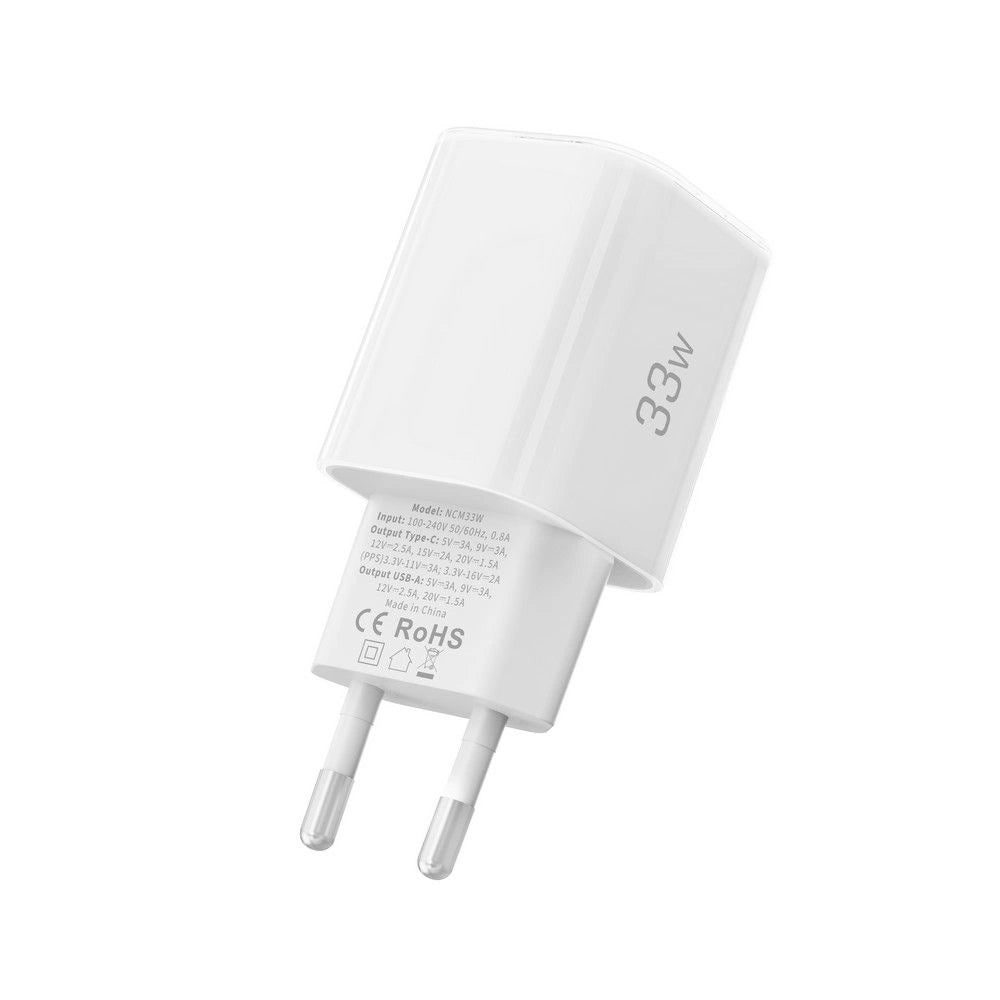 Tech-Protect NCM33W 2-port PD33W/QC3.0 vægoplader - hvid