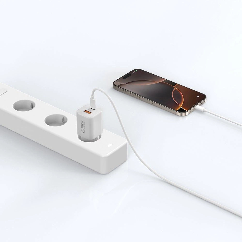 Tech-Protect NCM33W 2-port PD33W/QC3.0 vægoplader - hvid