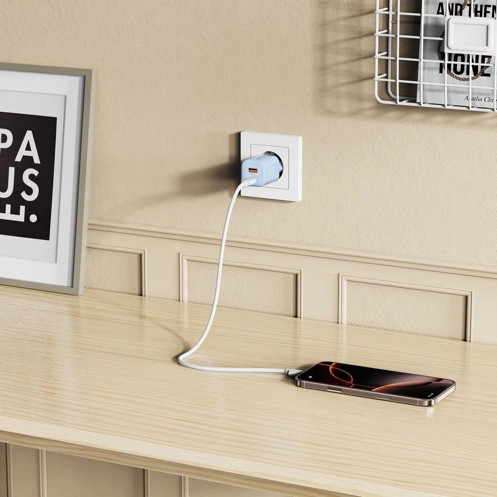 Tech-Protect NCM33W 2-port PD33W/QC3.0 vægoplader - blå