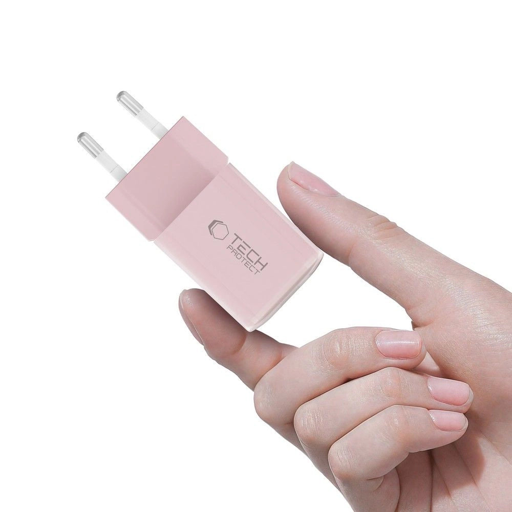 Tech-Protect NCM33W 2-port PD33W/QC3.0 vægoplader - lyserød