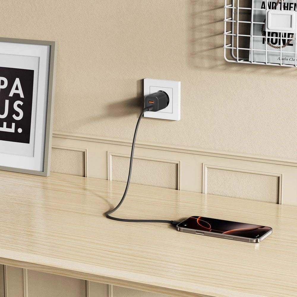 Tech-Protect NCM33W 2-port PD33W/QC3.0 vægoplader - sort