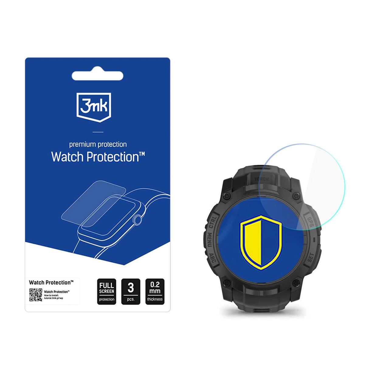 Smartwatch Screen Protector 3mk Watch Protection FlexibleGlass til Garmin Instinct 3 Tactical Edition 50mm