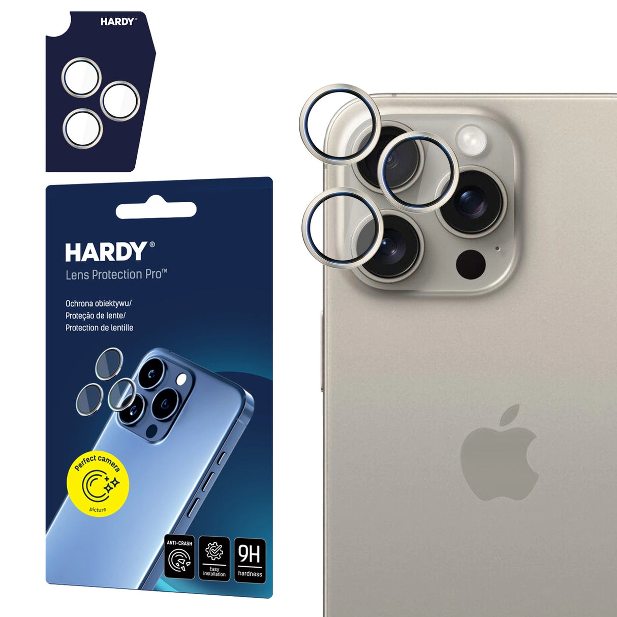 3mk HARDY Lens Protection Pro Glass til Apple iPhone 15 Pro - Beige