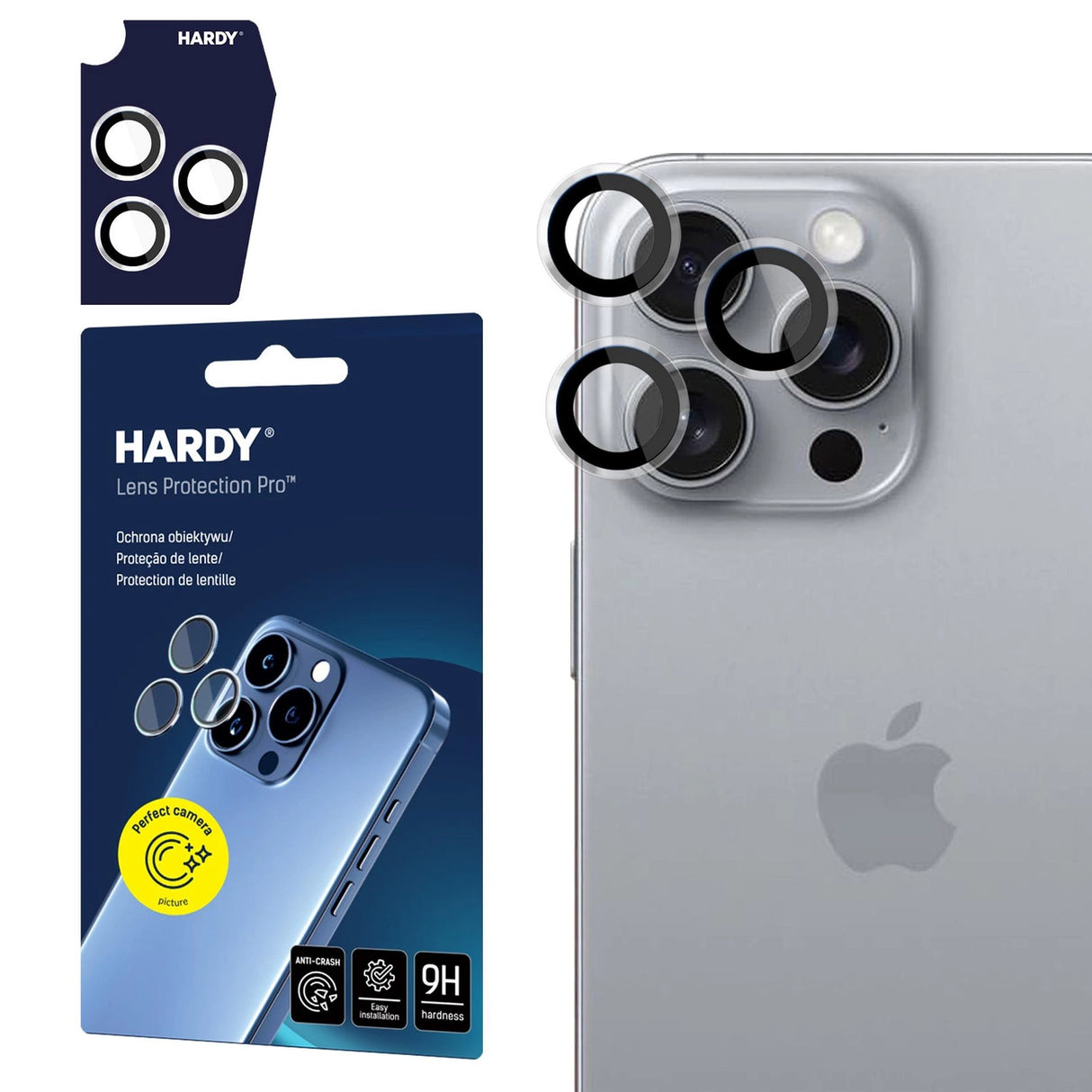 3mk HARDY Lens Protection Pro Glass til Apple iPhone 16 Pro / 16 Pro Max - Klar