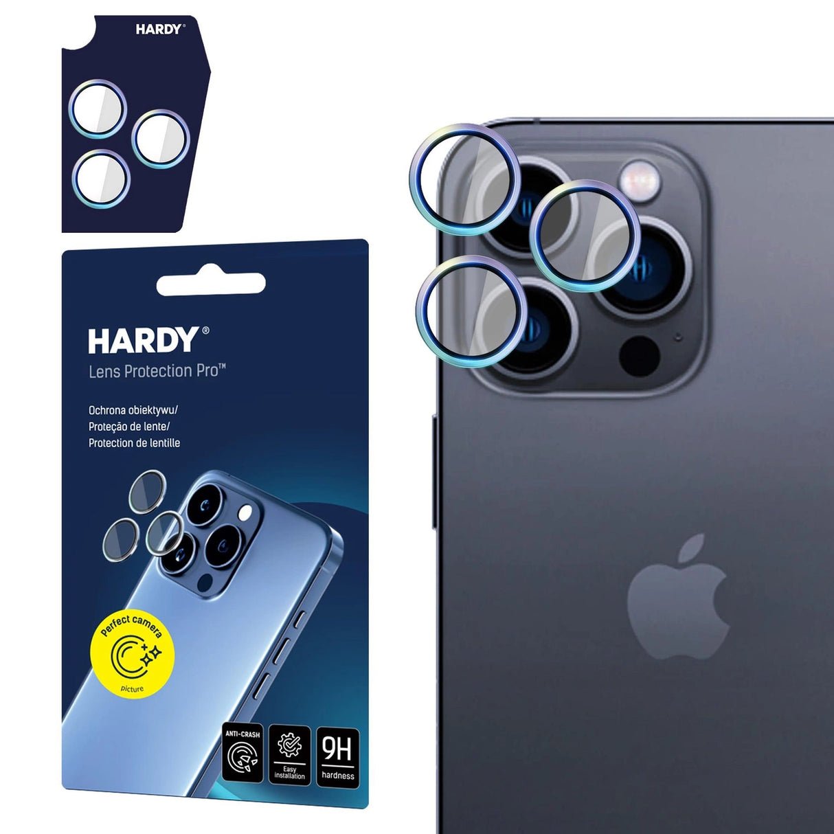 3mk HARDY Lens Protection Pro Glass til Apple iPhone 16 Pro / 16 Pro Max - Multicolor