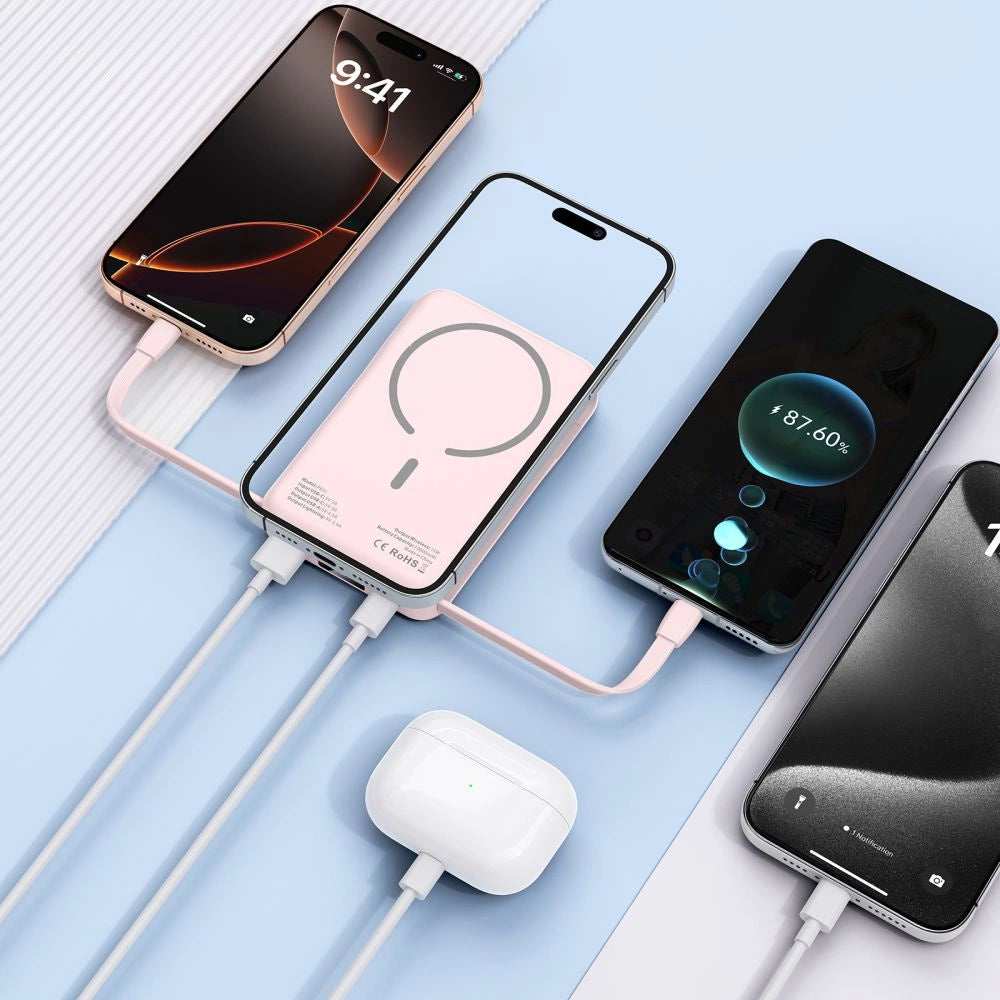Powerbank Tech-Protect PB31 LifeMag MagSafe 10000 mAh - lyserød