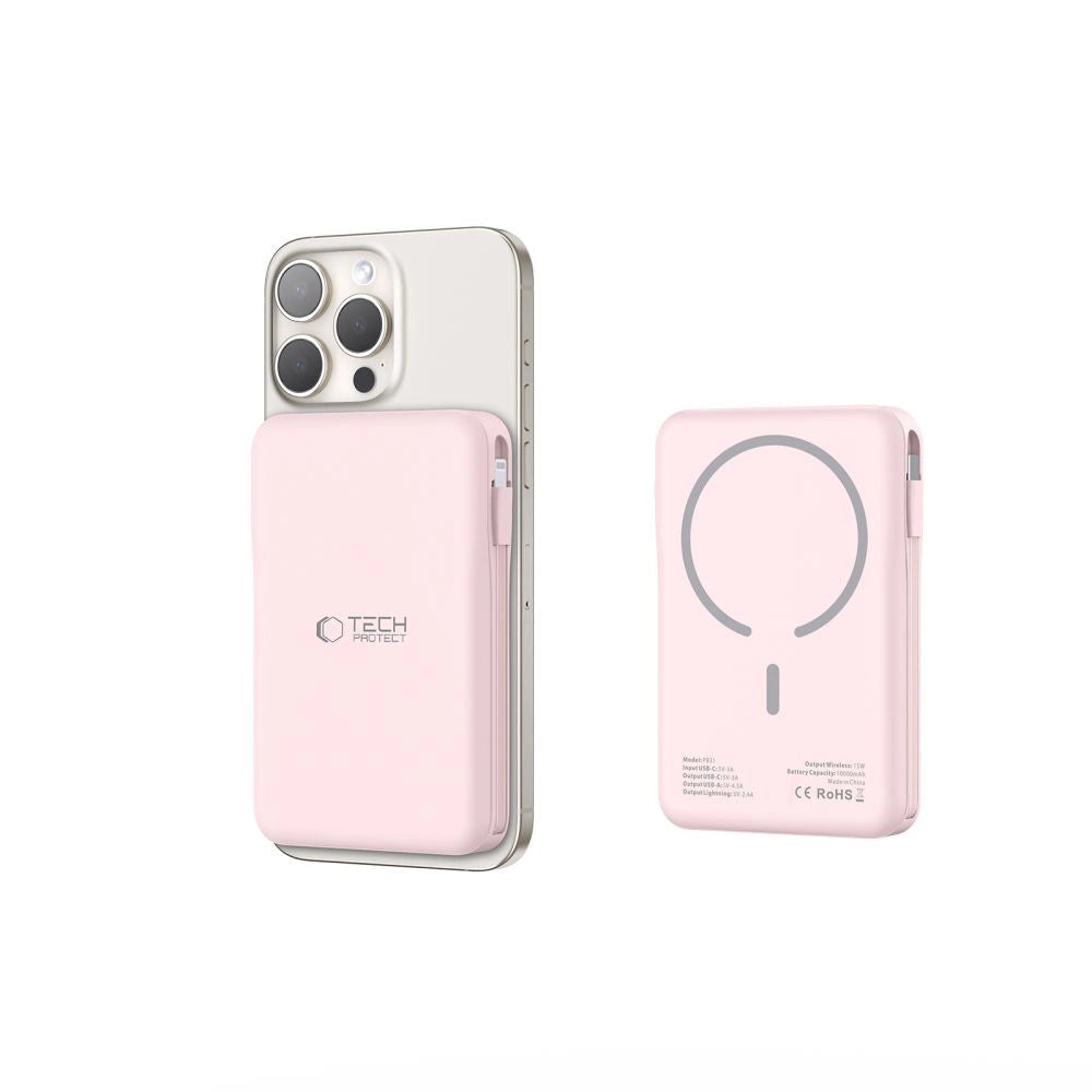 Powerbank Tech-Protect PB31 LifeMag MagSafe 10000 mAh - lyserød