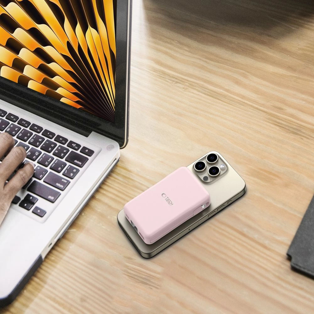 Powerbank Tech-Protect PB31 LifeMag MagSafe 10000 mAh - lyserød