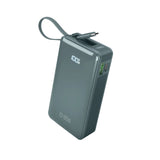 Powerbank SBS 10000 mAh 20W med indbygget USB-C-kabel og digital skærm - grå