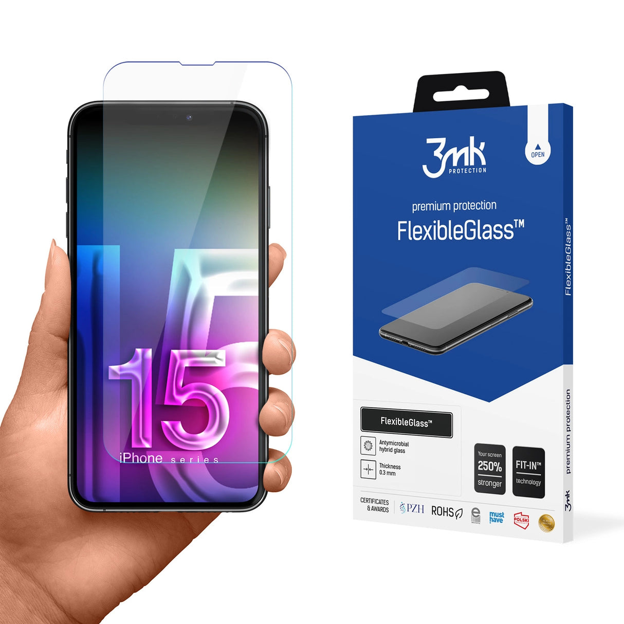 Hybridglas 3mk FlexibleGlass v2.0 til Apple iPhone 15