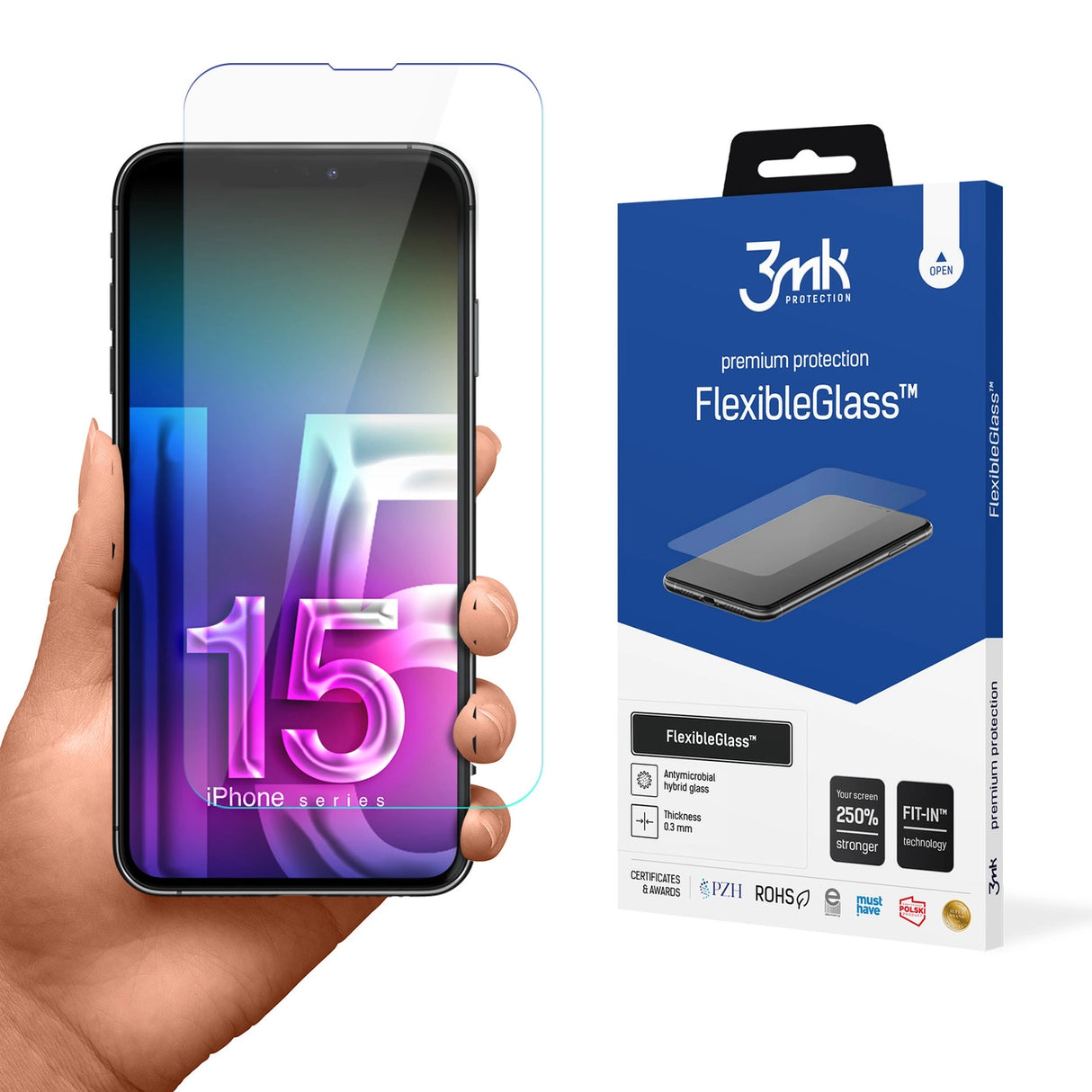 Hybridglas 3mk FlexibleGlass v2.0 til Apple iPhone 15 Pro Max