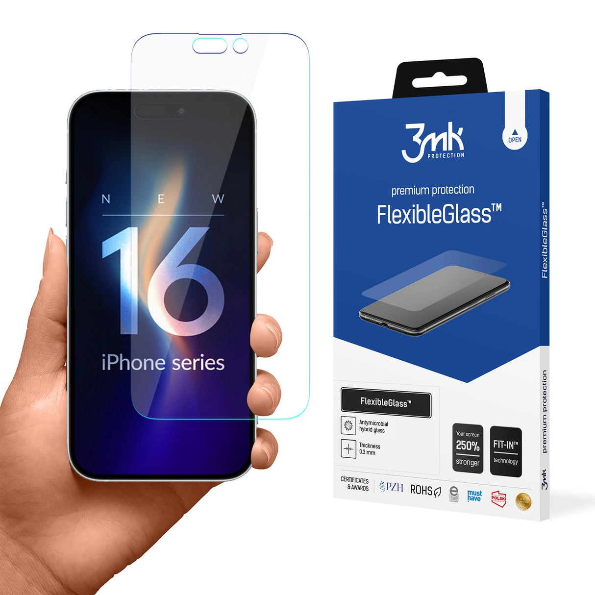 Hybrid glas 3mk FlexibleGlass v2.0 til Apple iPhone 16 Pro