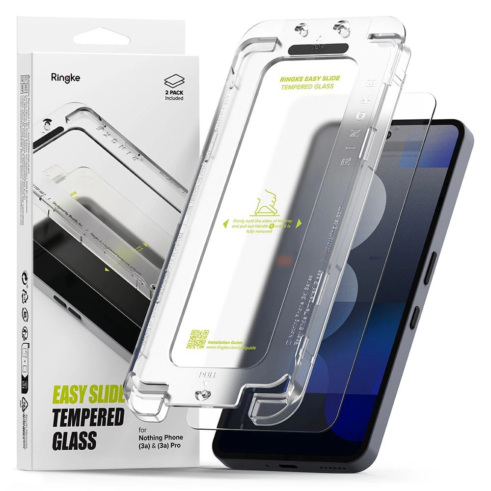 Ringke Easy Slide tempereret glas 2-pakke til ingenting Telefon 3A / 3A Pro - klar