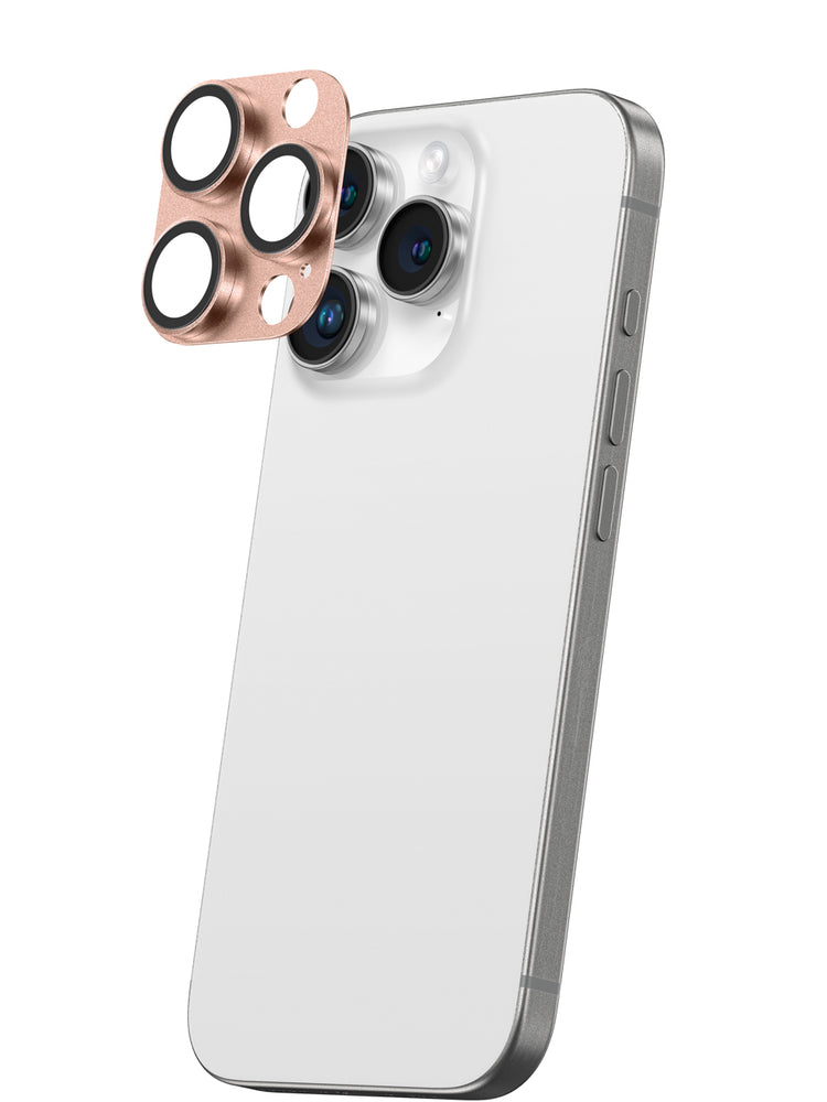AmazingThing Aviation-Grade Alloy tempereret glas objektiv til iPhone 16 Pro / 16 Pro Max kamera objektiv - Rose Gold