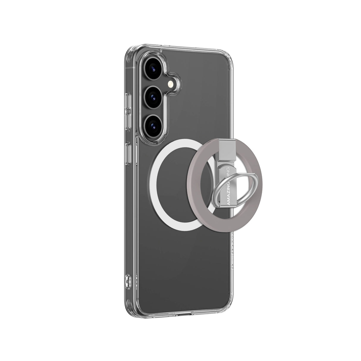 AmazingThing Minimal Mag Case med magnetisk ring og magnetisk ring til Samsung Galaxy S25 - Transparent