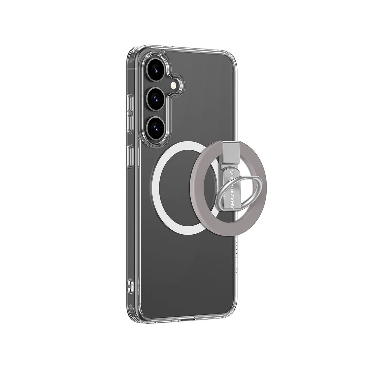 AmazingThing Minimal Mag Case med Magnetisk Ring og Magnetisk Ring til Samsung Galaxy S25+ - Transparent