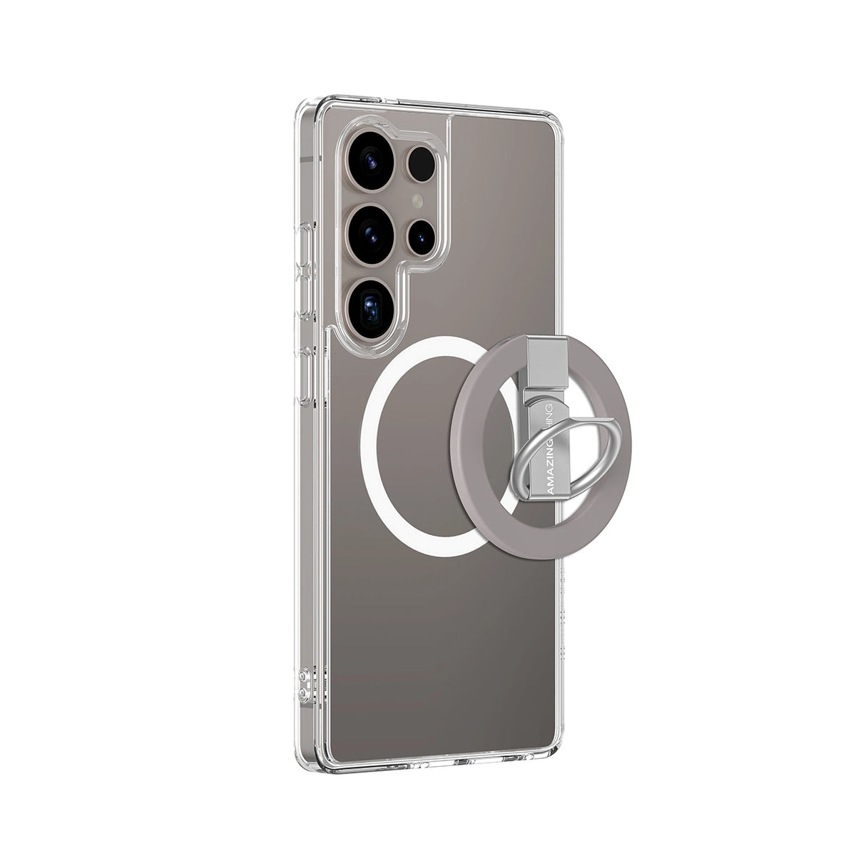 AmazingThing Minimal Mag Case med magnetisk ring og magnetisk ring til Samsung Galaxy S25 Ultra - Transparent