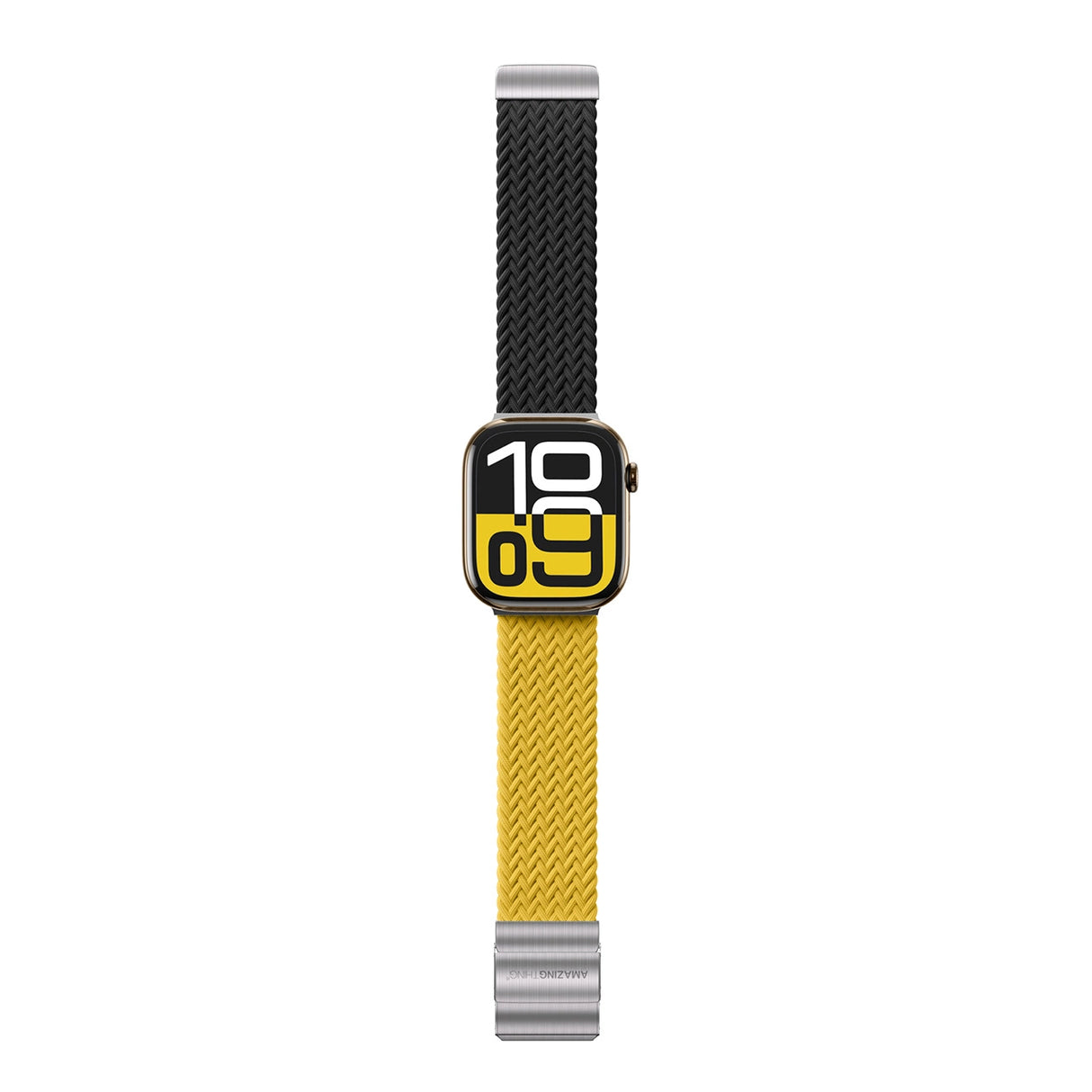Sæt med 2 AmazingThing Blend-bånd til Apple Watch 45/46/49 mm - gul-sort/sort