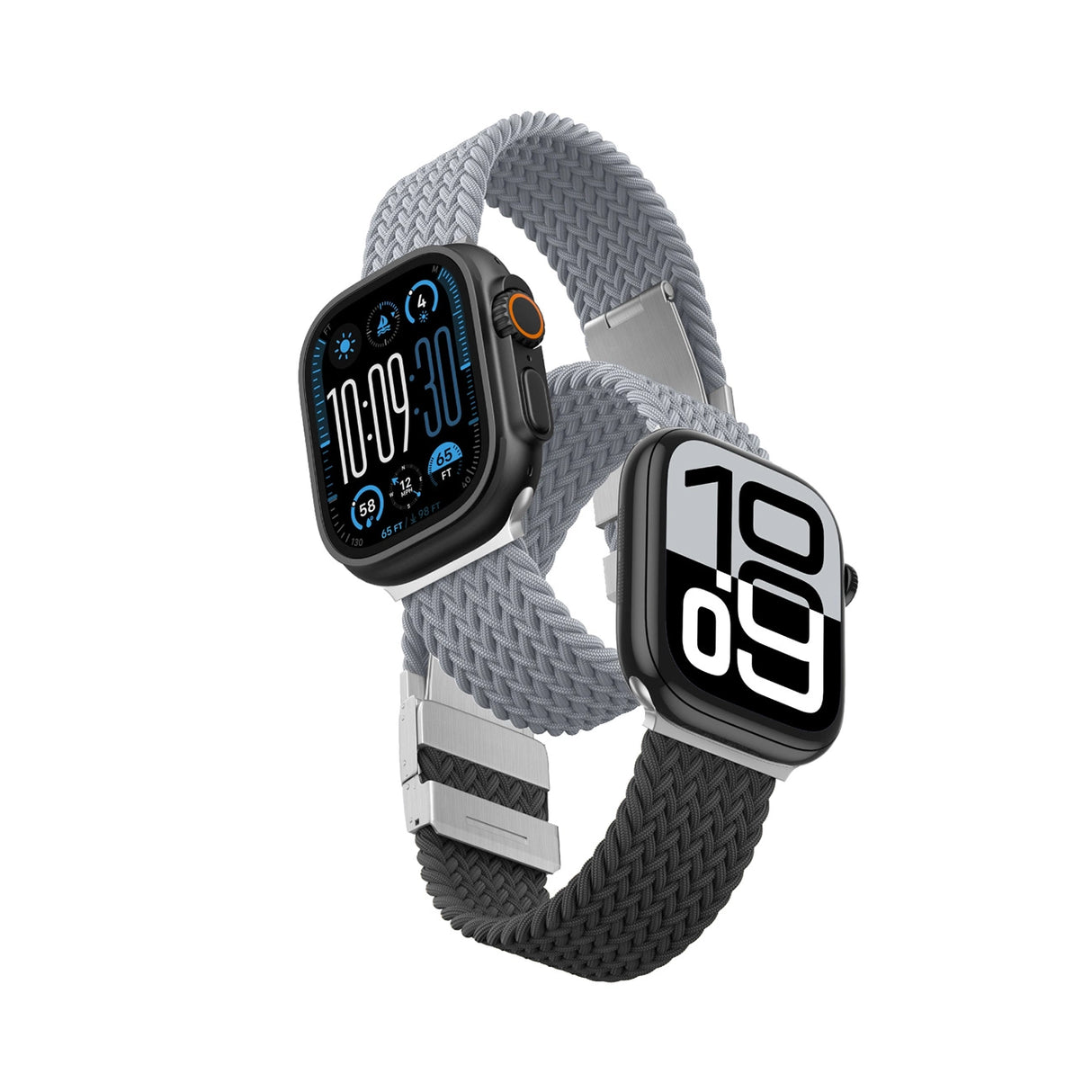Sæt med 2 AmazingThing Blend-bånd til Apple Watch 45/46/49mm - Grå-Sort/Grå