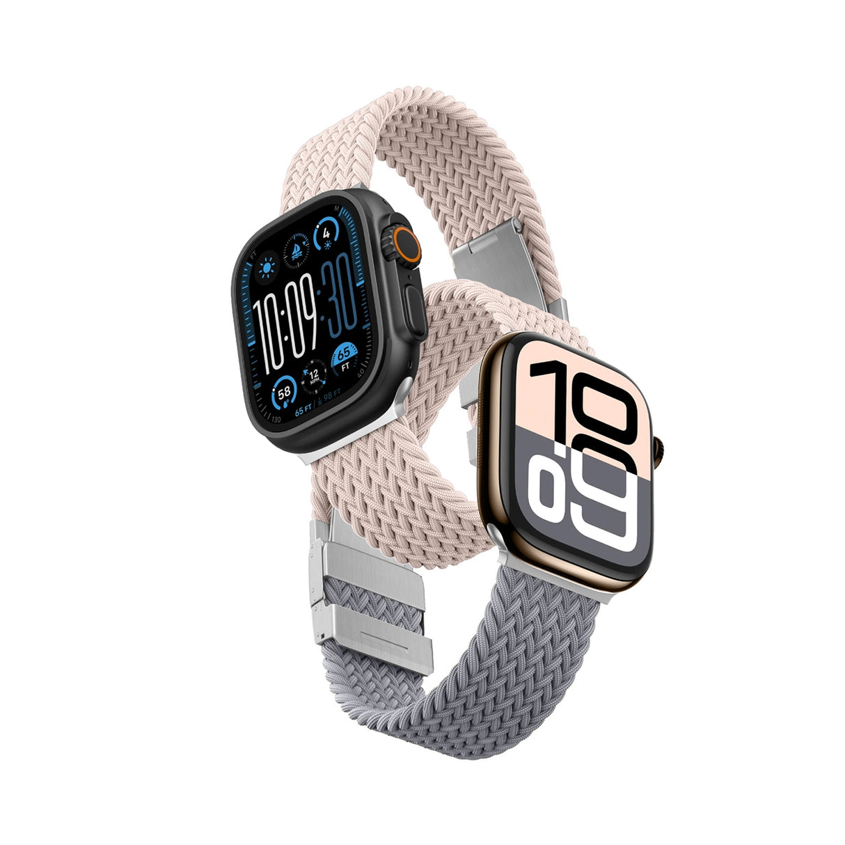 Sæt med 2 AmazingThing Blend-bånd til Apple Watch 45/46/49mm - Pink-Grey/Pink