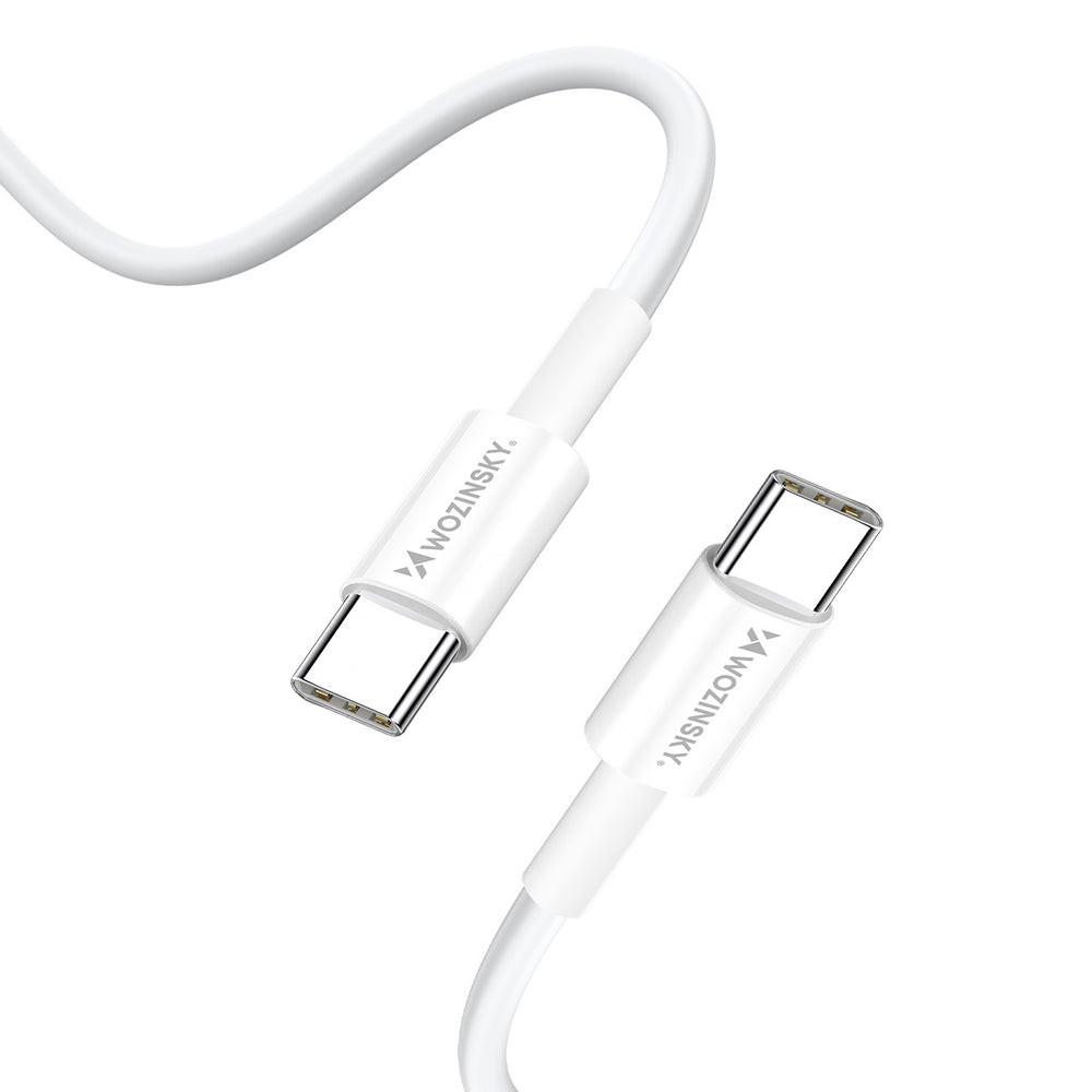 Wozinsky GaN 65W oplader med 2xUSB-C USB-porte med 65W CC kabel - hvid
