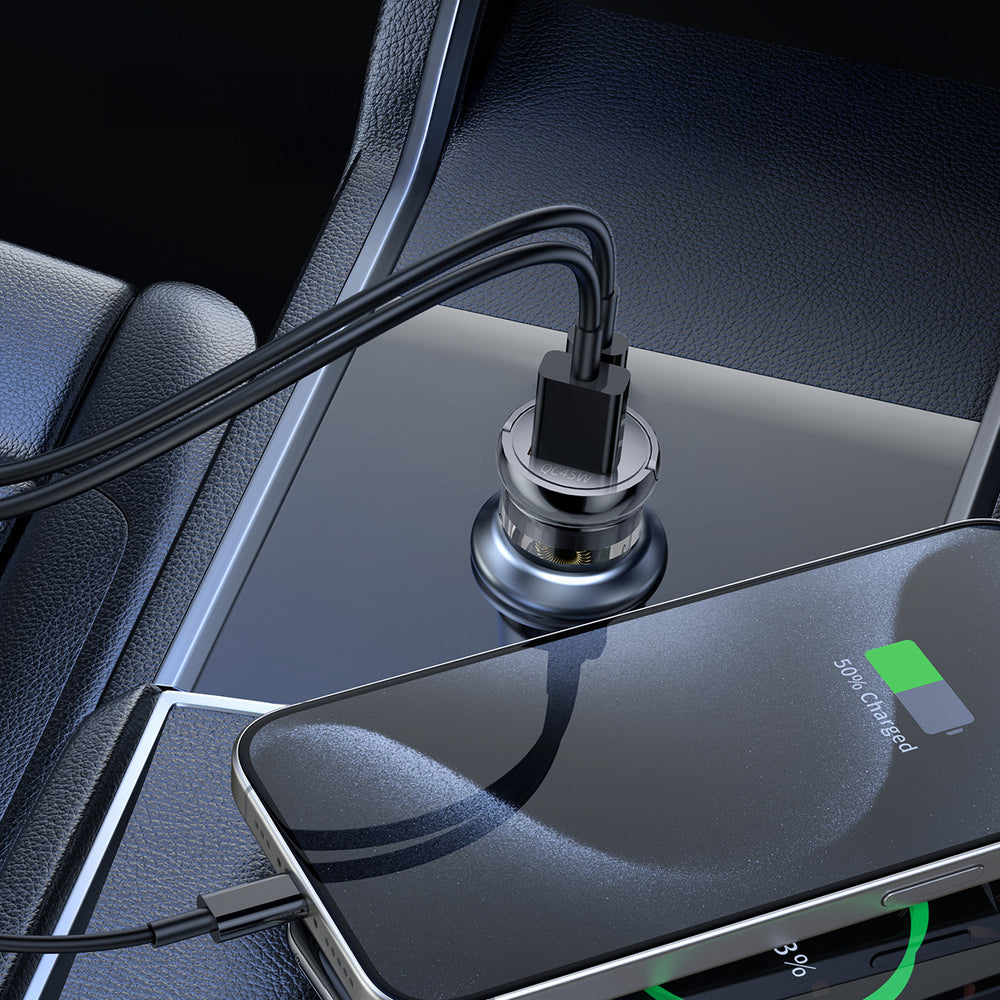 Wozinsky 65W Biloplader USB-C PD 65W / USB-A 45W QC 3.0 - sort
