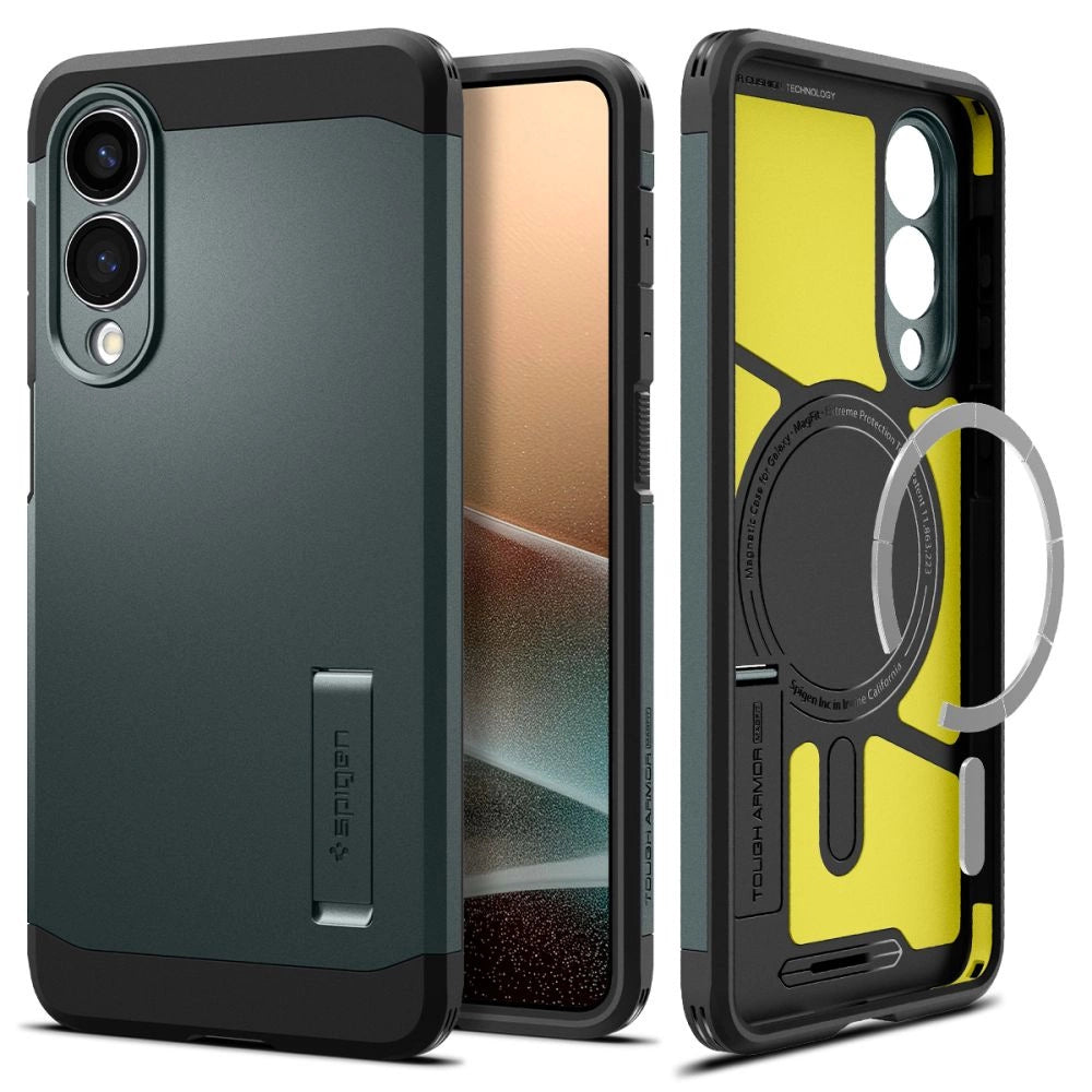 Spigen Tough Armor MagSafe Case til Samsung Galaxy S25 Edge - Grøn/Sort