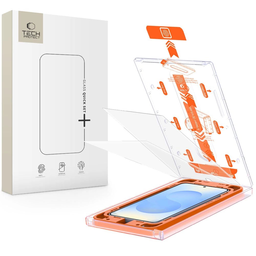 Tech-Protect Quick Set+ hærdet glas til Samsung Galaxy S25+ - gennemsigtigt