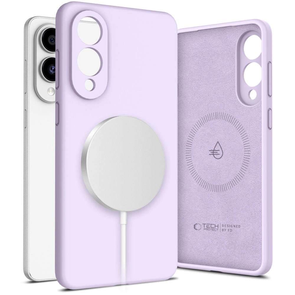 Tech-Protect flydende silikone MagSafe Case til Samsung Galaxy S25 Edge - Purple