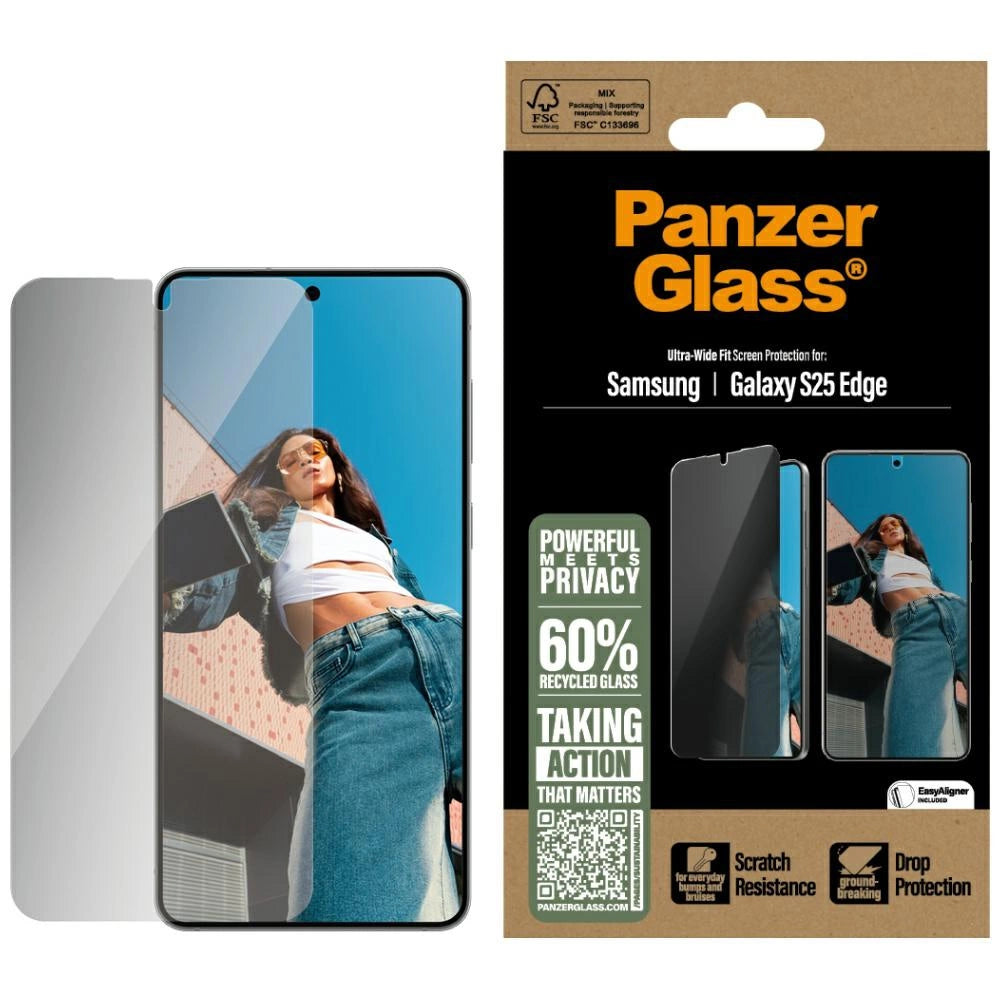 PanzerGlass Ultra-Wide Fit Privacy Glass til Samsung Galaxy S25 Edge - Clear