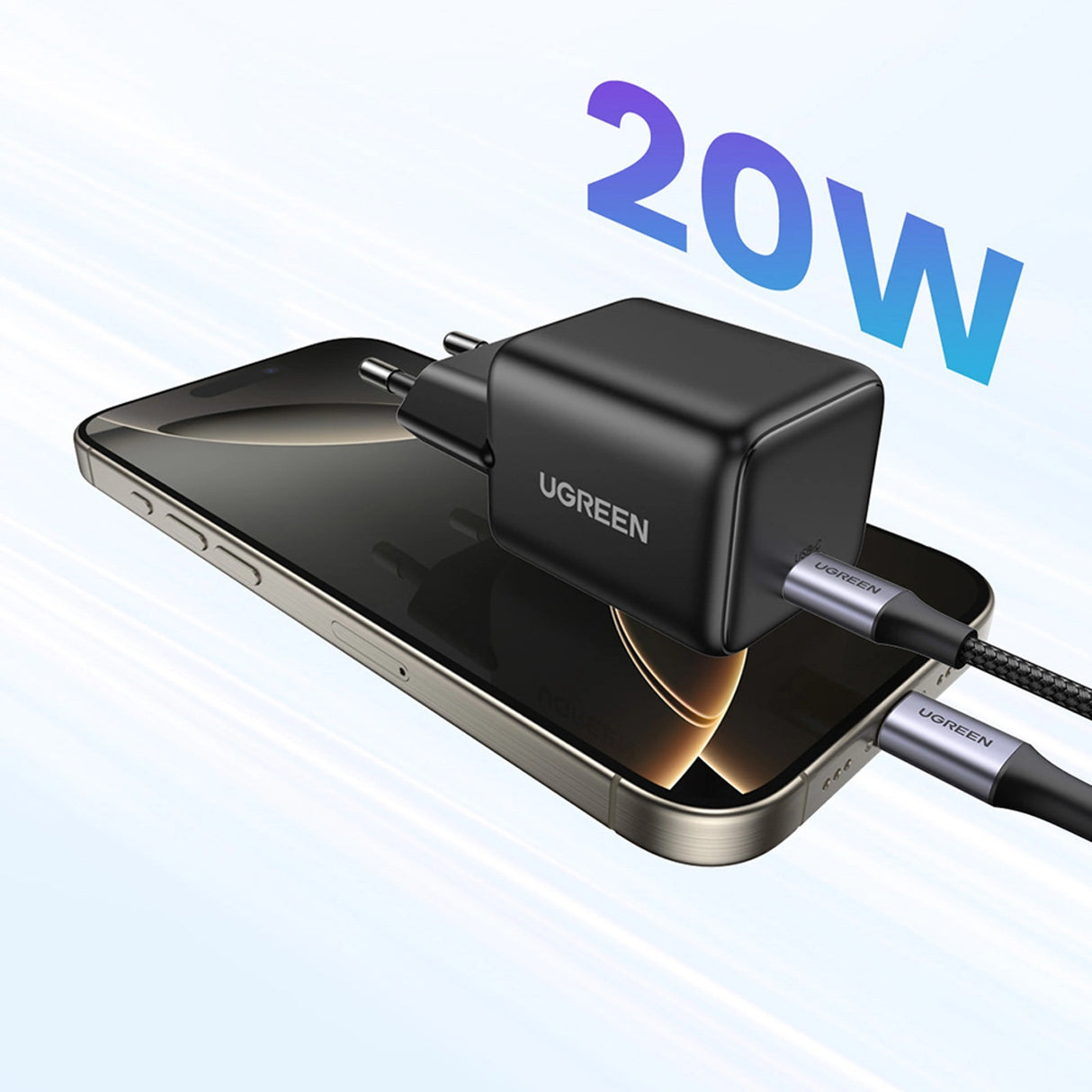 Ugreen X512 20W GaN 1x USB-C Wall Charger - sort