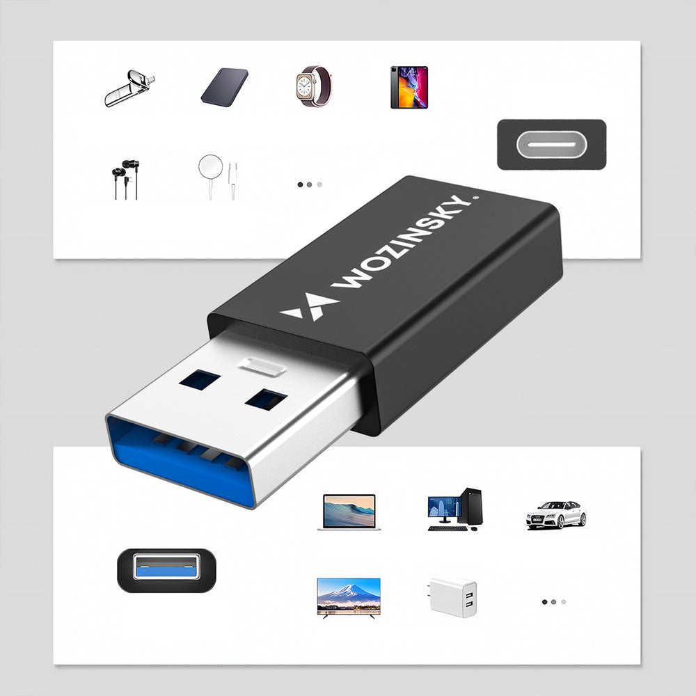 Wozinsky WAAC-01 USB-A - USB-C OTG-adapter - sort