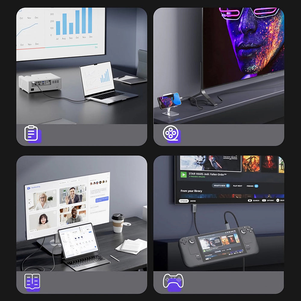 Wozinsky WCCH-01 USB-C - HDMI 4K 60Hz kabel 1,8 m - sort