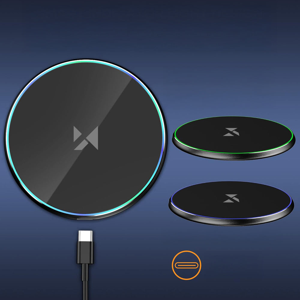 Wozinsky WLI-01Y 15W Qi induktiv oplader med USB-C-kabel - sort