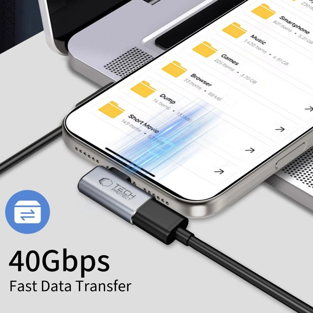 Tech-Protect Ultraboost AA01 USB-C vinklet adapter - Grå