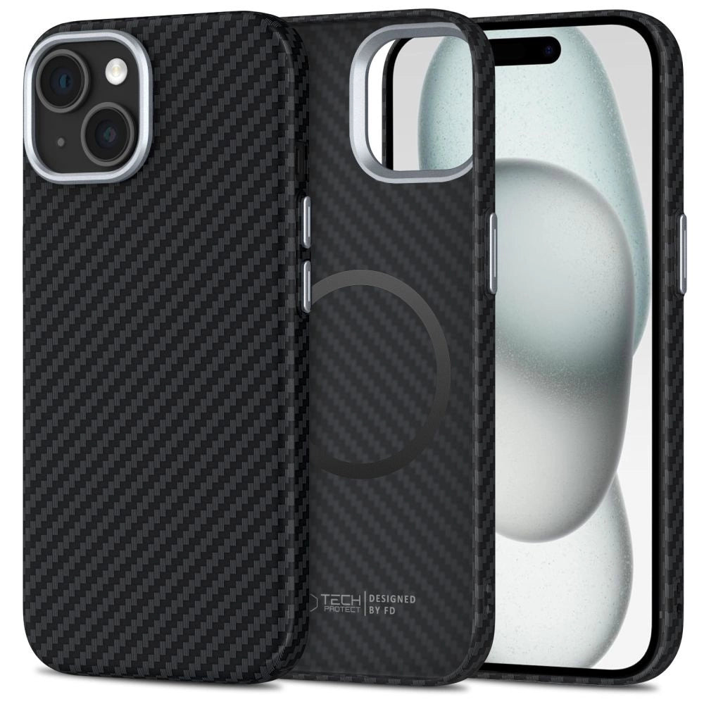 Tech-Protect Ion Carbon MagSafe Case til iPhone 15 - sort