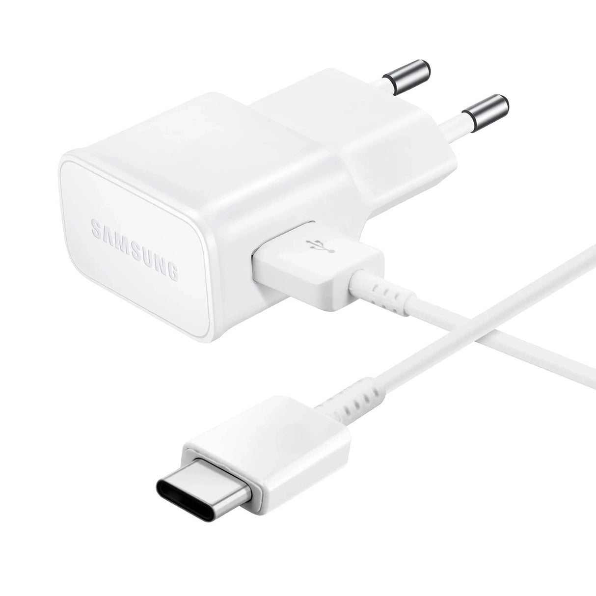 Samsung EP-TA200EWE USB-A 15W vægoplader med EP-DR140AWE USB-A - USB-C kabel (OOB Bulk - udskiftningsemballage) - hvid