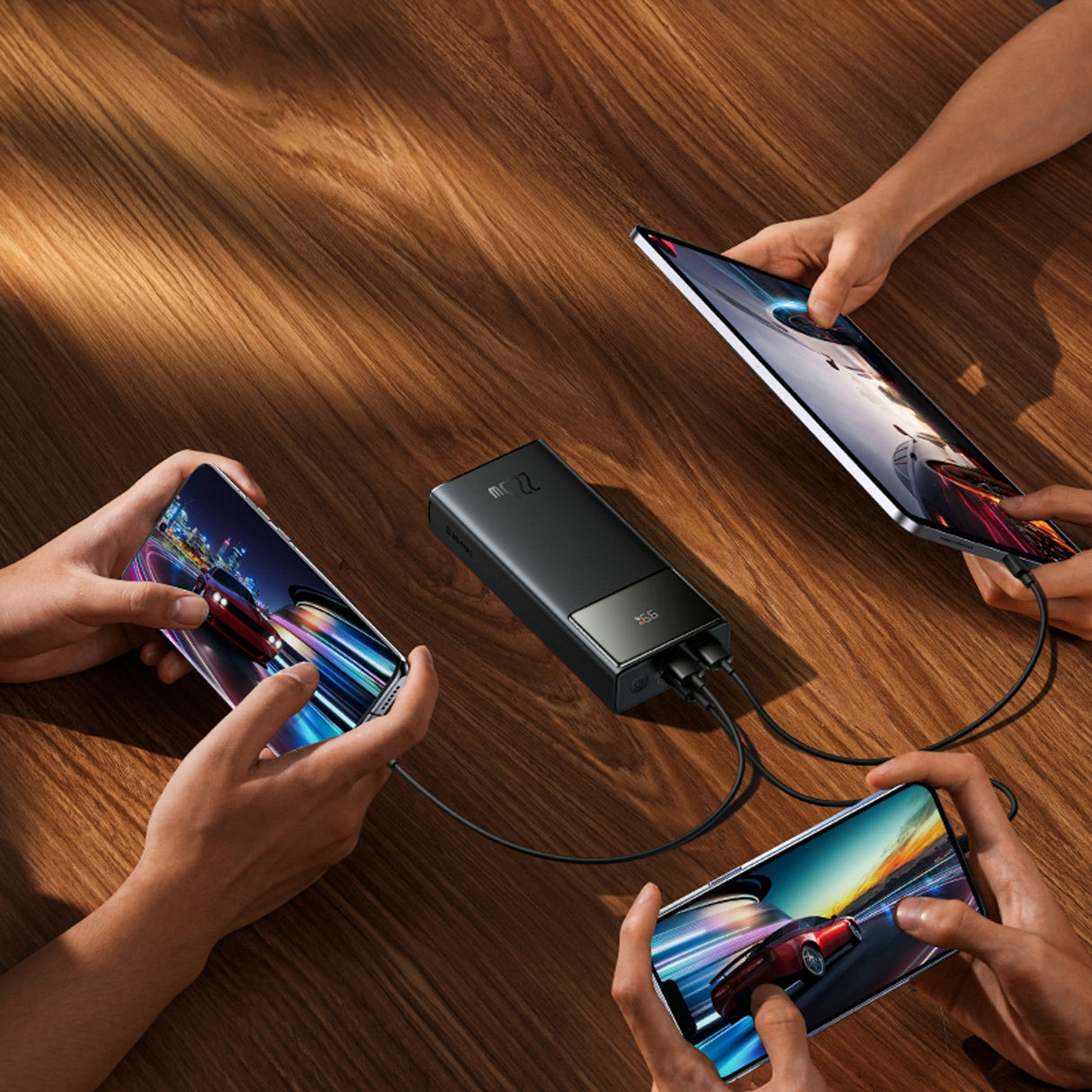 Baseus EnerFill FP41 30000mAh 22.5W Power Bank med Baseus Simple USB-A - USB-C 3A 30cm Kabel - sort