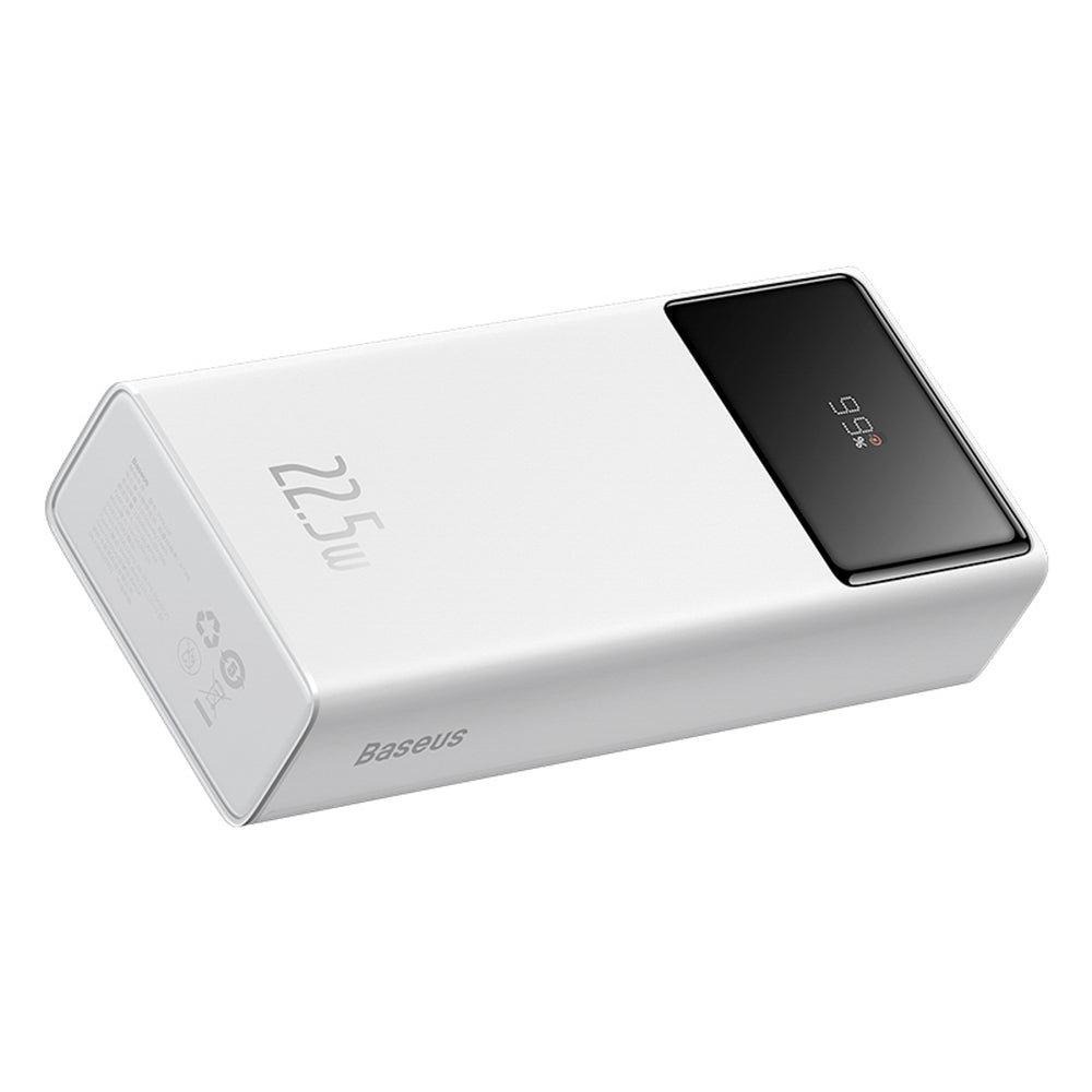 Baseus EnerFill FP41 30000mAh 22.5W Powerbank with Baseus Simple USB-A - USB-C 3A 30cm Cable - White