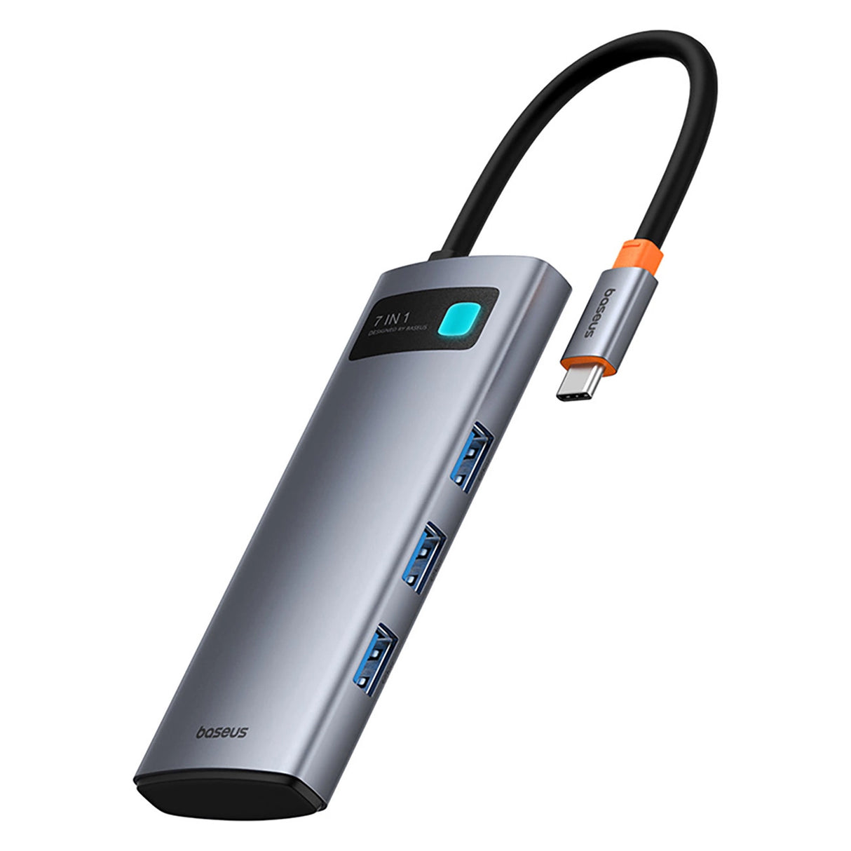Baseus Metal Gleam 7in1 HDMI 4K 60Hz USB-C Hub / 3x USB 3.0 / USB-C PD / SD / microSD - Grå