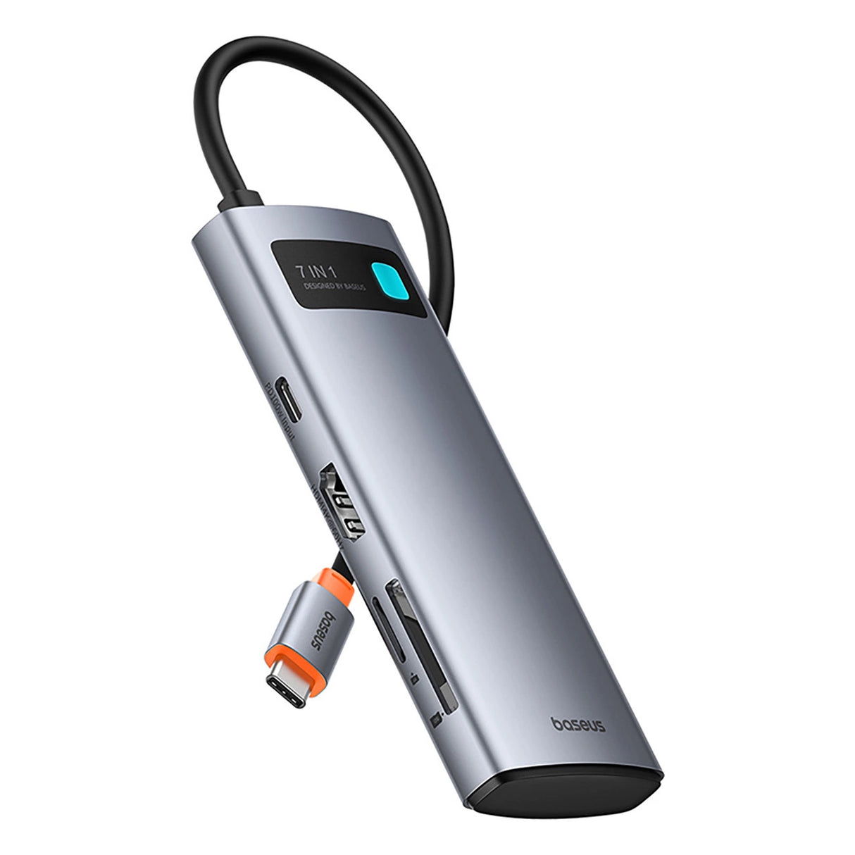 Baseus Metal Gleam 7in1 HDMI 4K 60Hz USB-C Hub / 3x USB 3.0 / USB-C PD / SD / microSD - Grå