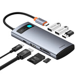Baseus Metal Gleam 7in1 HDMI 4K 60Hz USB-C Hub / 3x USB 3.0 / USB-C PD / SD / microSD - Grå