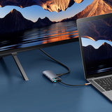 Baseus Metal Gleam 7in1 HDMI 4K 60Hz USB-C Hub / 3x USB 3.0 / USB-C PD / SD / microSD - Grå